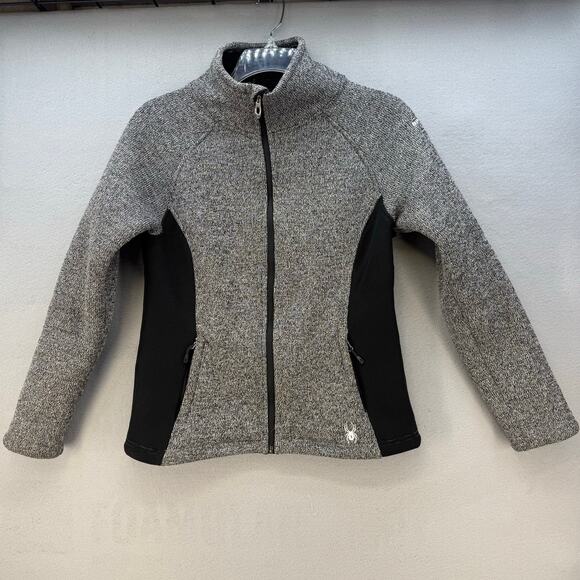 Spyder Jacket Women's Medium Black Charcoal Heather Sherpa Lined Cozy Jacket - Picture 1 of 12